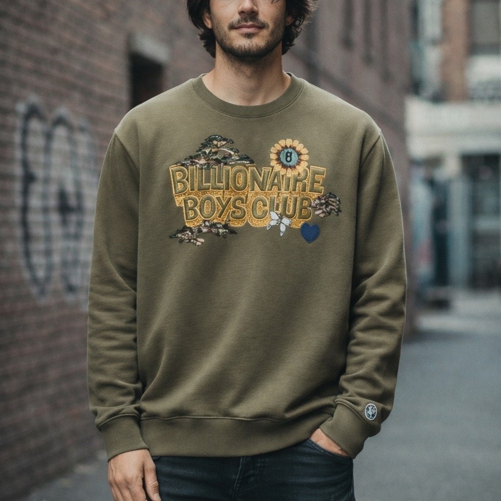 Billionaire Boys Club Sweatshirt Mens Pullover Graphic Streetwear Green Medium